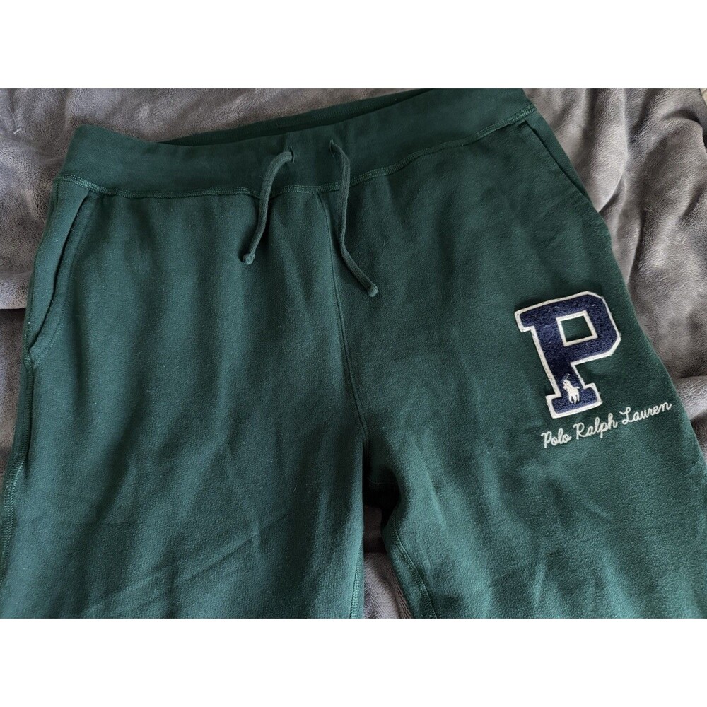 Polo Ralph Lauren P Patch Fleece Jogger Sweatpants Green Men's Large Varsity - Picture 5 of 10